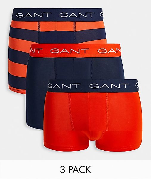 Gant – Unterhosen in Marineblau/Orange gestreift mit kontrastierendem Logob günstig online kaufen