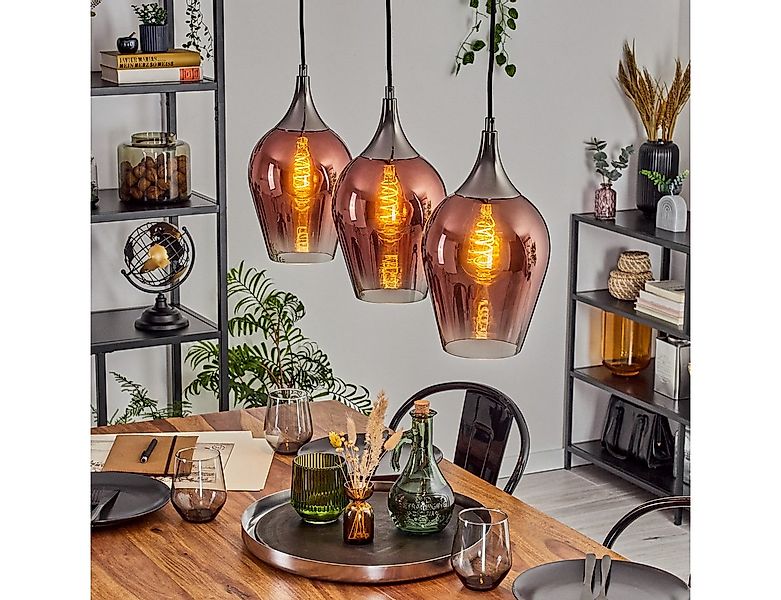 hofstein Hängeleuchte Hängelampe aus Metall/Glas in Chrom/Schwarz/Kupfer/Kl günstig online kaufen