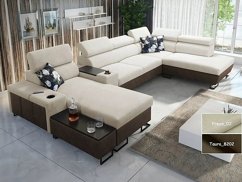 Möbel für Dich Wohnlandschaft in U-Form Melody V, mit Ablagetisch, Barfach, günstig online kaufen
