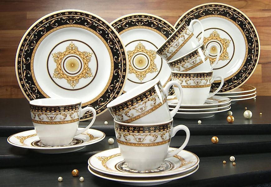 CreaTable Kaffeeservice "Geschirr-Set Majestosa" Service, Dekor schwarz abg günstig online kaufen