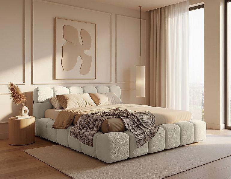 yourhouse24 Polsterbett Designer Boston Bouclé, Wolkenbett mit Stauraum günstig online kaufen