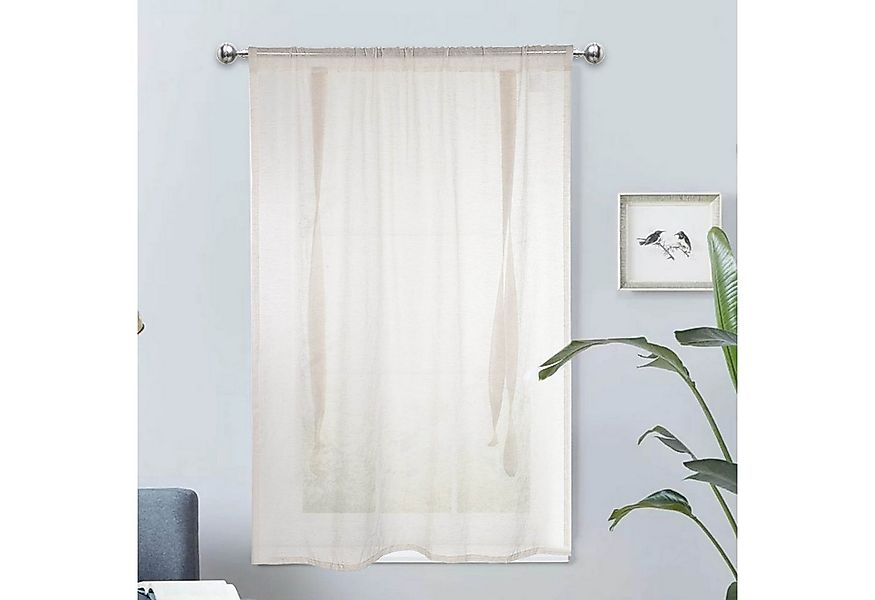 Jibenhome Raffrollo Creme Vintage Vorhang mit Bindebänder Leinen,Stangentas günstig online kaufen