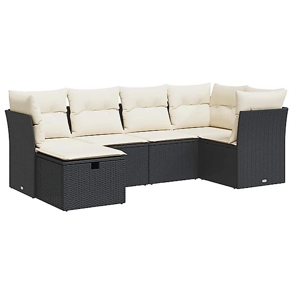 vidaXL 6-Tlg Garten-Sofagarnitur mit Kissen Schwarz Poly Rattan 3325282 günstig online kaufen