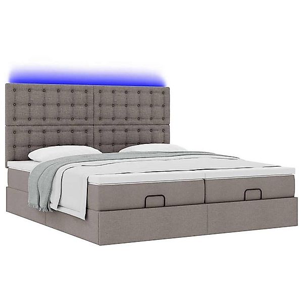 vidaXL Bett Ottoman-Bett mit Matratzen & LEDs Taupe 200x200 cm Stoff günstig online kaufen