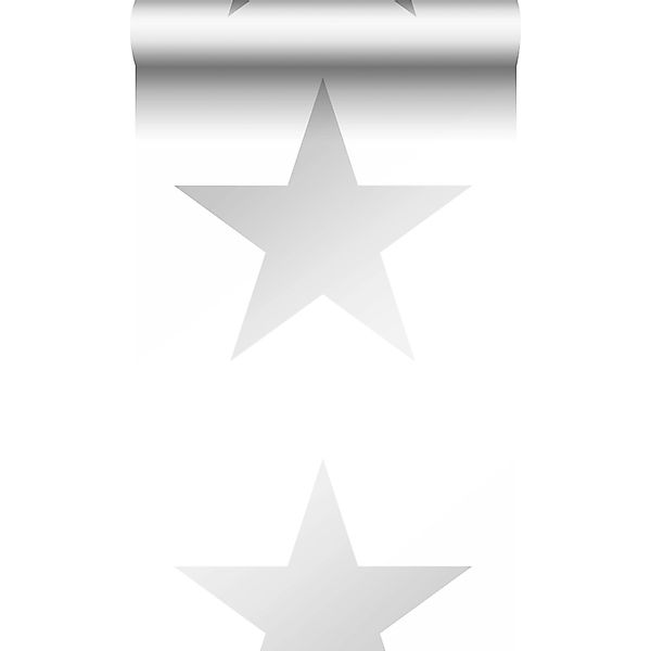 Origin Luxury Wallcoverings Tapete Großer Stern Weiß Und Silbergrau 53 Cm X günstig online kaufen