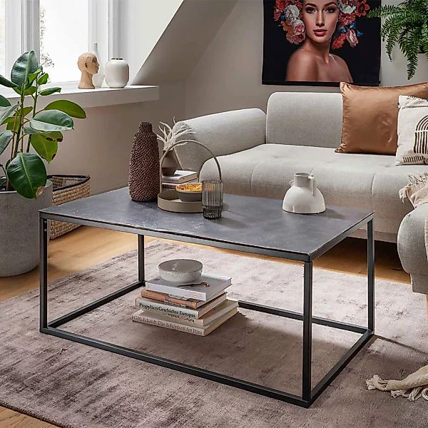 Wohnzimmer Tisch in Dunkelgrau und Schwarz 110 cm breit günstig online kaufen