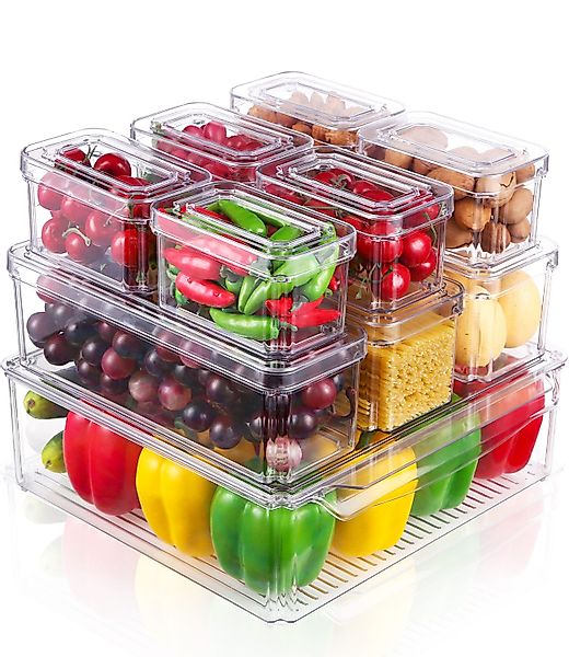 LEAZZLE Aufbewahrungsbox Kühlschrank-Organizer 4/10-teilig, Stapelbare Aufb günstig online kaufen