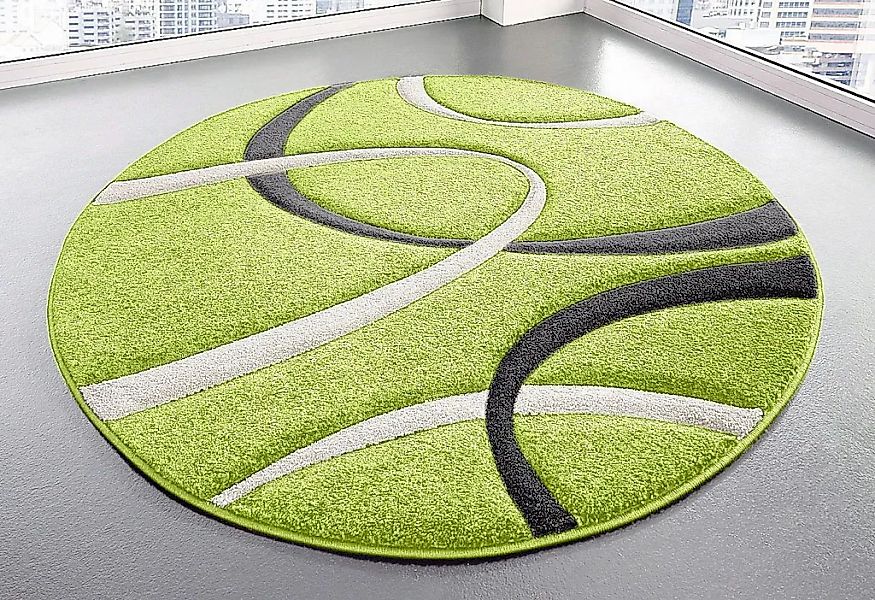 my home Teppich "Bilbao" rund 13 mm Höhe handgearbeiteter Konturenschnitt, günstig online kaufen