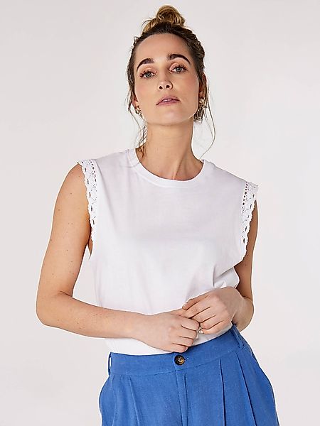 Apricot T-Shirt Crochet Sleeve Jersey Tee, günstig online kaufen