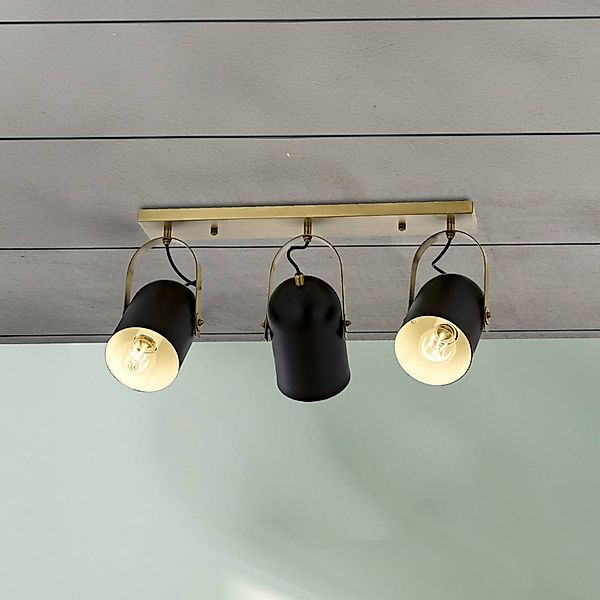 Deckenleuchte Esra, schwarz, Länge 45 cm, Metall, 3-flammig günstig online kaufen