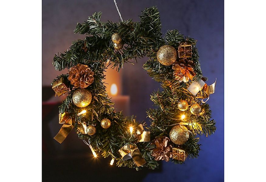 MARELIDA Dekokranz LED Tannenkranz Türkranz Weihnachtskranz D: 30cm 10 LED günstig online kaufen