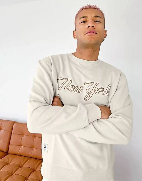 New Era – MLB New York Yankees – Sweatshirt in Beige mit Schriftzug-Weiß günstig online kaufen