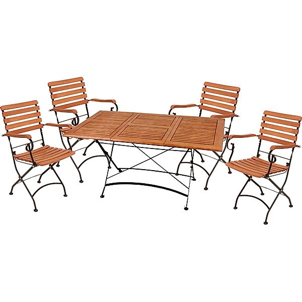 Garden Pleasure Gartenmöbel-Set Wien 5-teilig mit Klappstühle mit Armlehnen günstig online kaufen