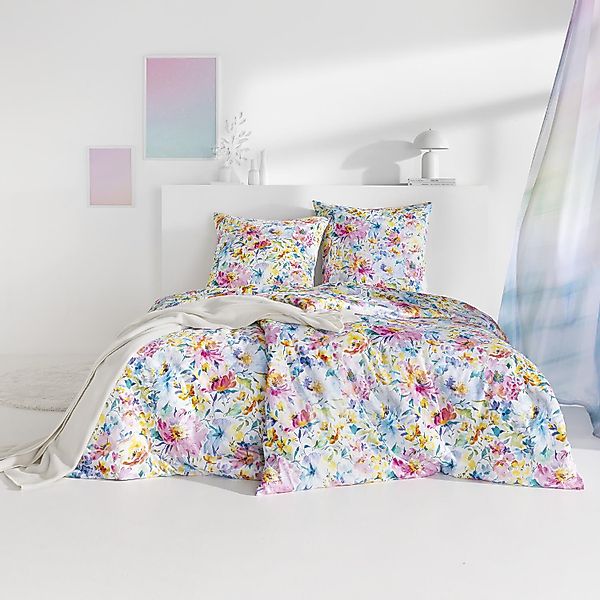 Estella Mako Satin Bettwäsche Alanis 4826-985 Aquarell Bumen 135x200 günstig online kaufen
