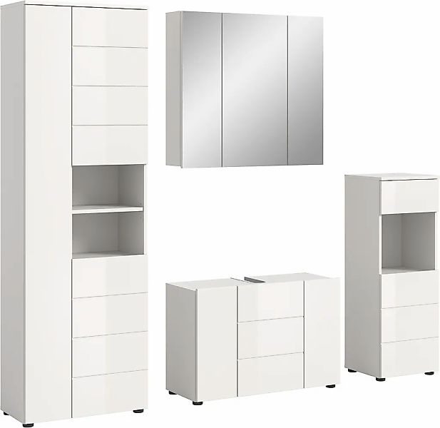 welltime Badmöbel-Set "Biel, Höhe 190 cm, Hochschrank, Unterschrank, Spiege günstig online kaufen
