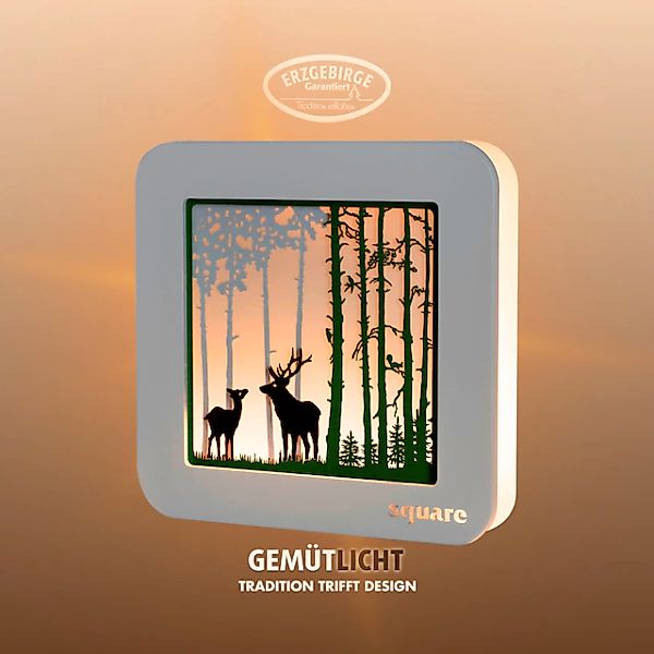 Weigla LED-Bild "Square Standbild Wald, Herbstdeko, Batterie & Timer, WEIẞ- günstig online kaufen