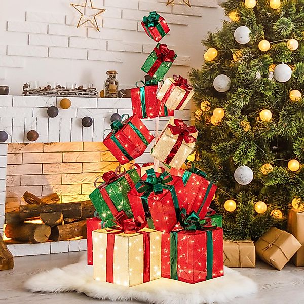 COSTWAY Weihnachtsfigur, 15 gestapelte Dekoboxen mit günstig online kaufen