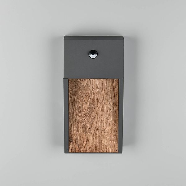 LED-Sensor-Außenwandlampe SALMON, Holzoptik, Höhe 33 cm IP44 günstig online kaufen