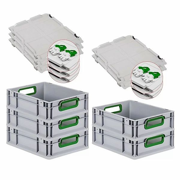 PROREGAL Spar Set 5x Eurobox Nextgen Color Mit Scharnierdeckel & Schiebesch günstig online kaufen