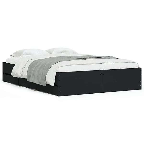 vidaXL Bettgestell, Bettrahmen mit Schubladen Braun Eichen-Optik 120x190 cm günstig online kaufen