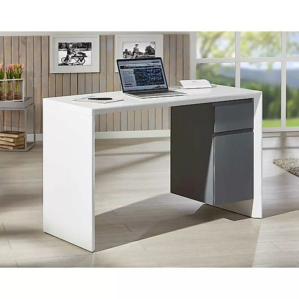 Schreibtisch in Dunkelgrau und Weiß 120 cm breit günstig online kaufen