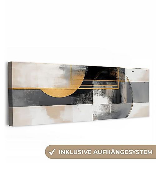 OneMillionCanvasses® Leinwandbild Panorama Abstrakt - Gold - Silber - Forme günstig online kaufen
