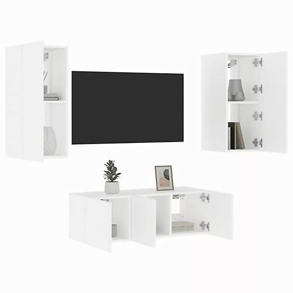 vidaXL TV-Schrank 4tlg TV Möbel Hängeschrank TV Wohnwand mit LED Beleuchtun günstig online kaufen