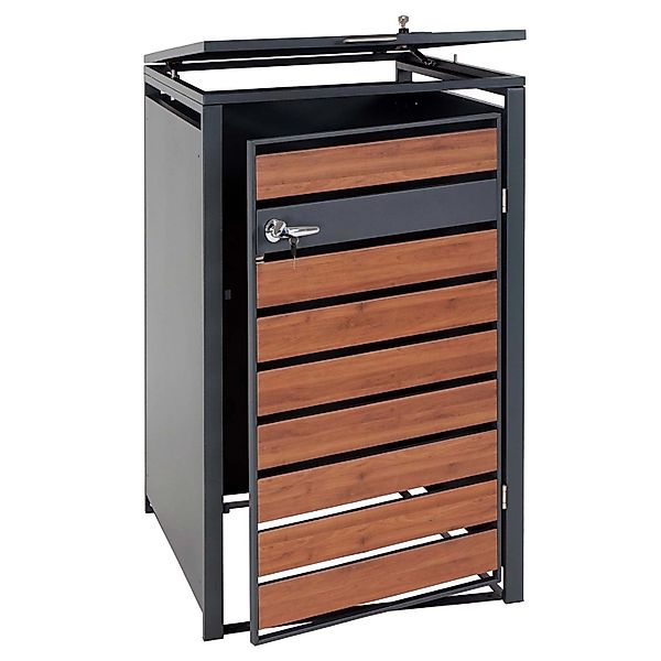 PROREGAL Mülltonnenbox 1er 117x68x80cm Anthrazit Kirsche-Holzoptik Dunkelbr günstig online kaufen