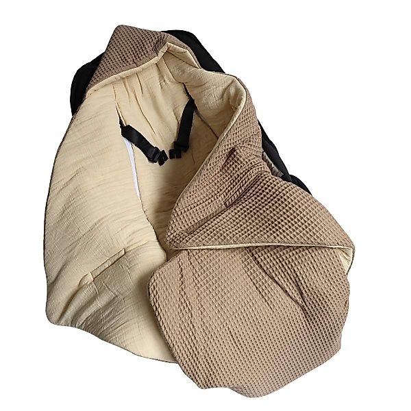 Babydecke Einschlagdecke Waffelmuster taupe/Musselin beige, HOBEA-Germany, günstig online kaufen