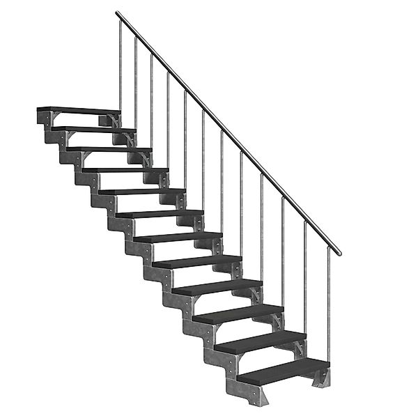 Dolle Außentreppe Gardentop 12 Trimax-Stufen 80 cm Anthrazit + Alu-Geländer günstig online kaufen