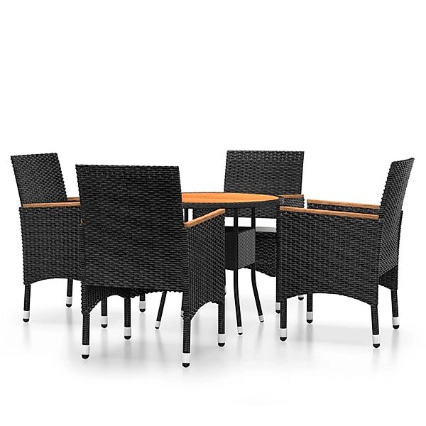 vidaXL 5-Tlg Bistro-Set Poly-Rattan und Massivholz Schwarz 3095909 günstig online kaufen