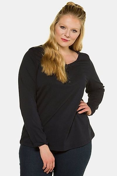 Ulla Popken Rundhalsshirt Basic Shirt Knopfleiste regular Langarm günstig online kaufen