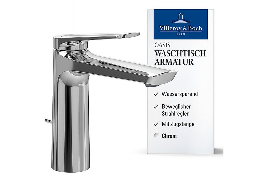 Villeroy & Boch Waschtischarmatur Oasis Wasserhahn Bad mit Zugstange und Ke günstig online kaufen