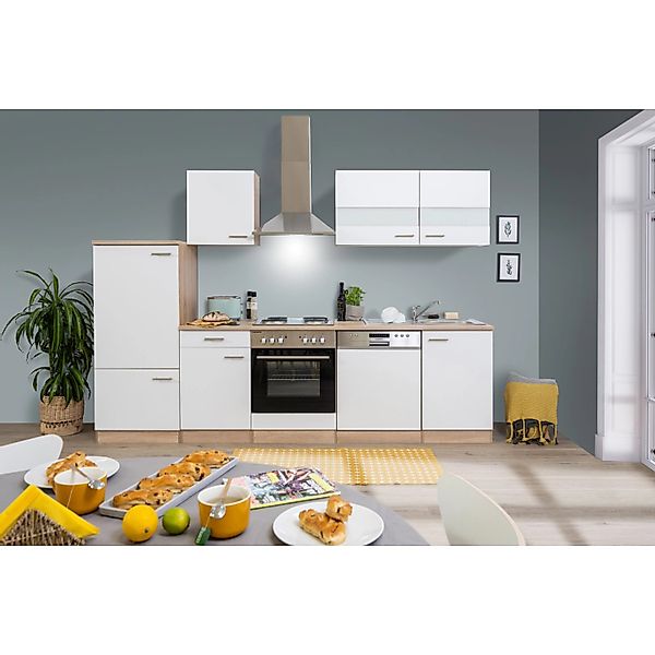 Respekta Küchenzeile KB280ESG 280 cm Grau-Eiche Sägerau Nachbildung günstig online kaufen
