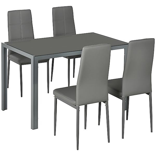 HOMCOM Esstisch-Set mit 4 Stühlen, Küchentisch mit Stühlen aus Kunstleder, günstig online kaufen