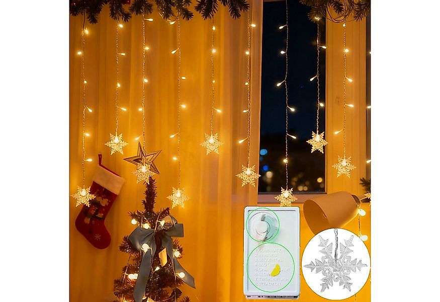 MUPOO LED-Lichtervorhang LED Lichterkette lichtervorhang Innen, Weihnachtsb günstig online kaufen
