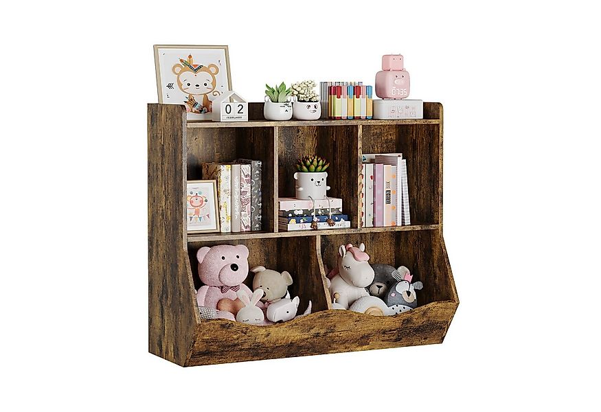 GarveeMore Kinderregal Spielzeugregal Kinderregal mit 5 Fächern Bücherregal günstig online kaufen