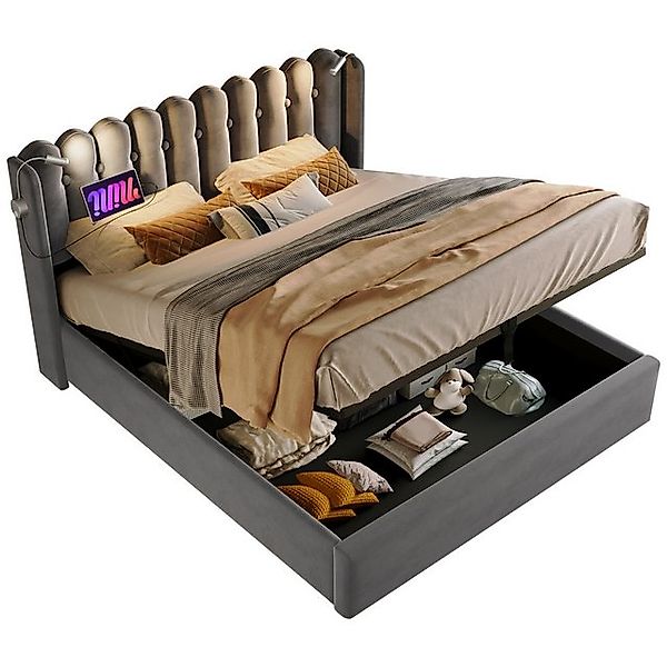 Gotagee Polsterbett Leselicht Doppelbett Ladefunktion Bettgestell flaches B günstig online kaufen