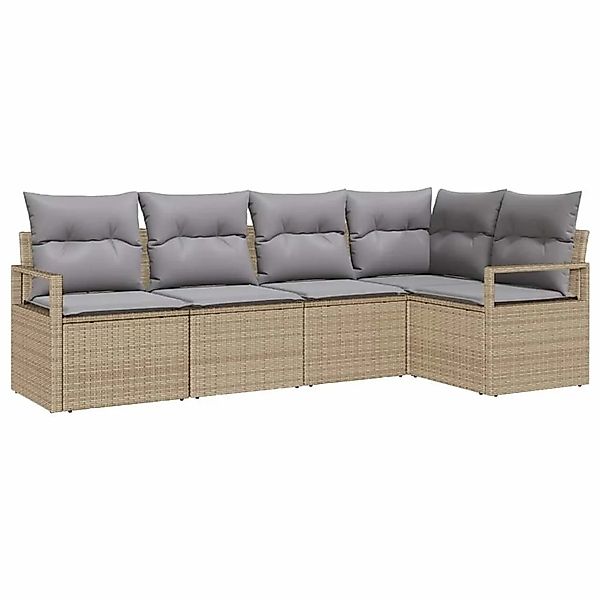 vidaXL Sofa Set mit Kissen 5-Tlg Beige und Hellgrau Poly-Rattan 3355049 günstig online kaufen