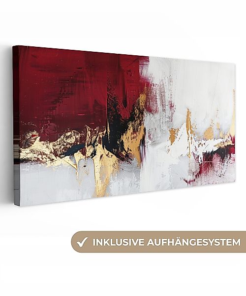 OneMillionCanvasses® Leinwandbild Panorama Rot - Marmor günstig online kaufen