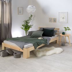 Homestyle4u Holzbett Doppelbett mit Kopfteil Massiv günstig online kaufen