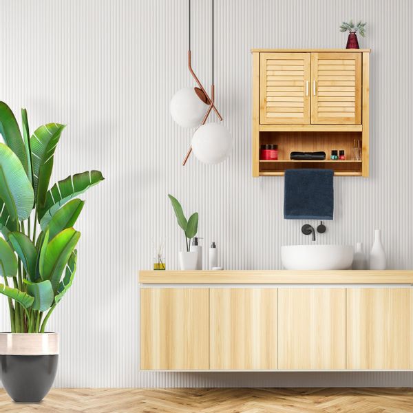 relaxdays Hängeschrank LAMELL Bambus günstig online kaufen