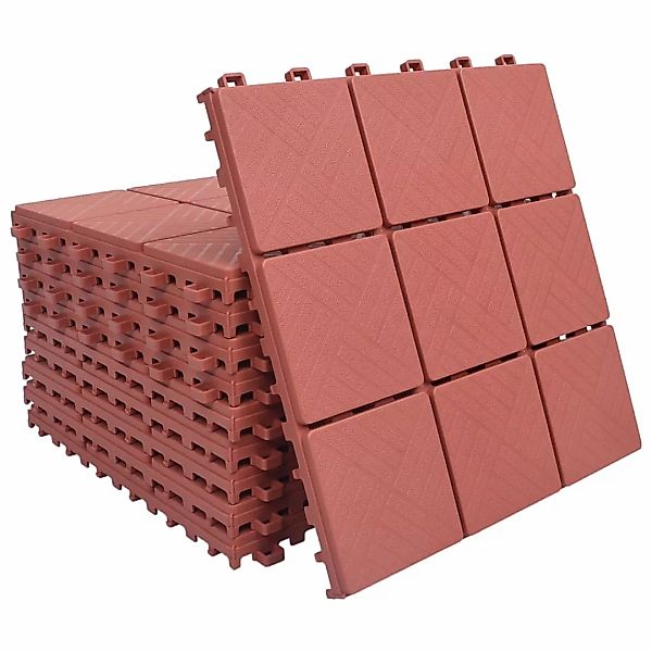vidaXL Teppichboden Terrassenfliesen 10 Stk. Rot günstig online kaufen