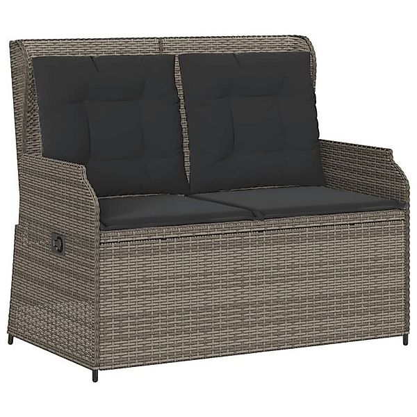vidaXL Loungesofa Gartenbank Verstellbar mit Kissen Grau Poly Rattan, 1 Tei günstig online kaufen