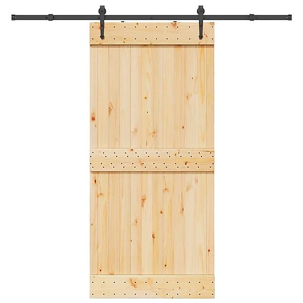vidaXL Schiebetür mit Beschlag 95x210 cm Massivholz Kiefer 3332698 günstig online kaufen