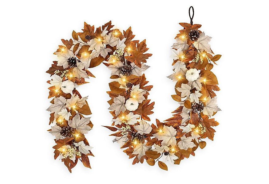 Kunstgirlande Künstlich Herbstgirlande mit Lichtern, Ahornblätter Herbstdek günstig online kaufen