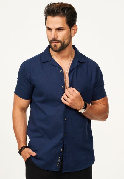 behype Kurzarmhemd aus Leinen Sommerhemd im günstig online kaufen