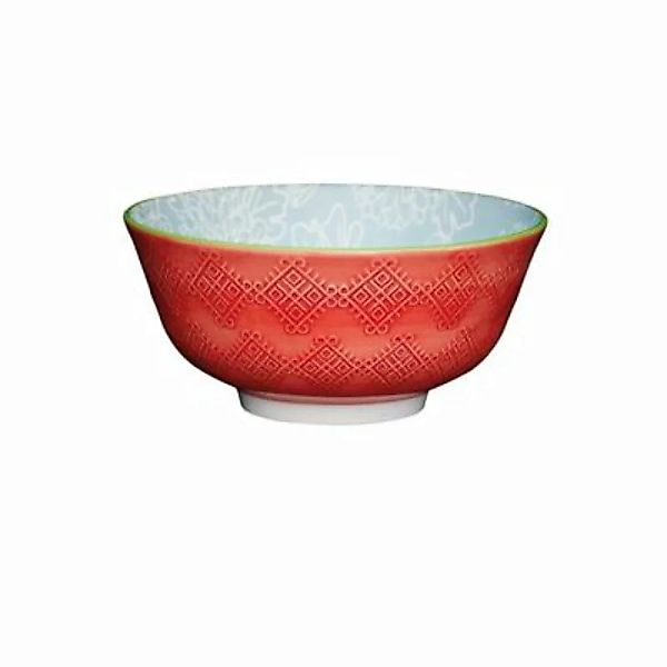 Neuetischkultur Müslischale bunt dekoriert 4er-Set Keramik grau/rot günstig online kaufen
