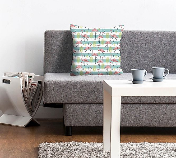 queence Dekokissen "Corinna" mit Flamingos, Kissenhülle ohne Füllung, 1 Stü günstig online kaufen