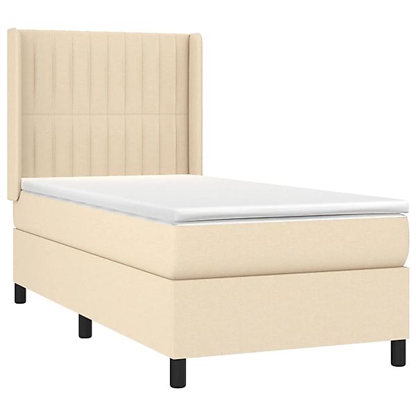 vidaXL Boxspringbett mit Matratze & LED Creme 100x200 cm Stoff 3138458 günstig online kaufen